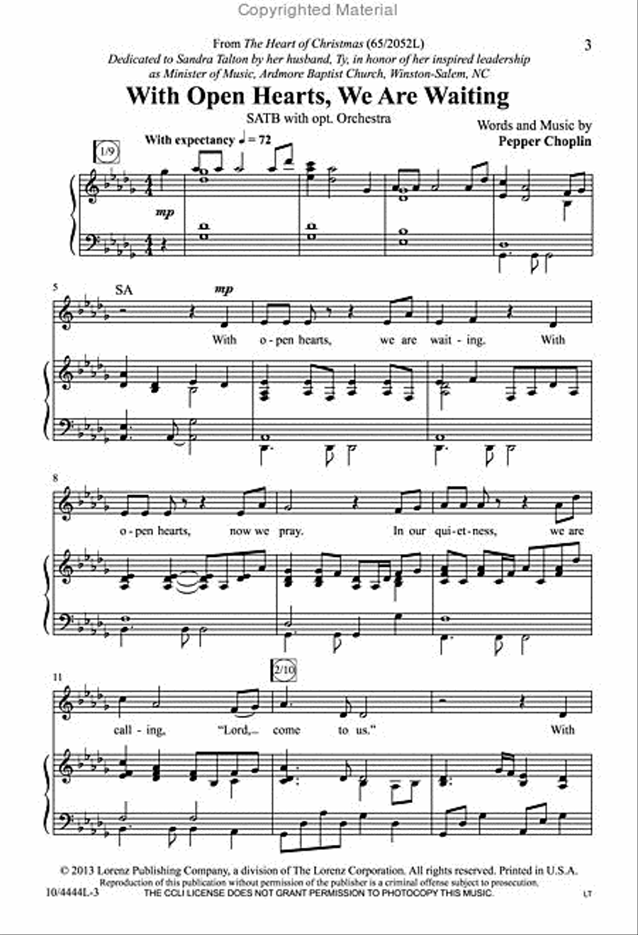 With Open Hearts, We Are Waiting 4-Part scores gallery preview page 2