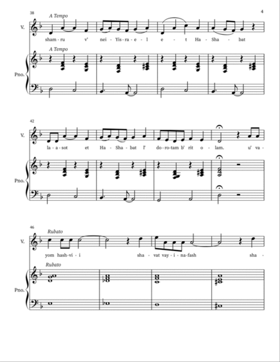 V'shamru (And They Shall Keep The Sabbath) Voice scores gallery preview page 4