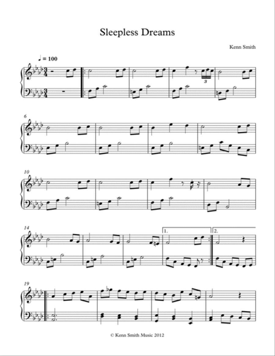 Sleepless Dreams Sleepless Dreams Piano Solo scores gallery preview page 2
