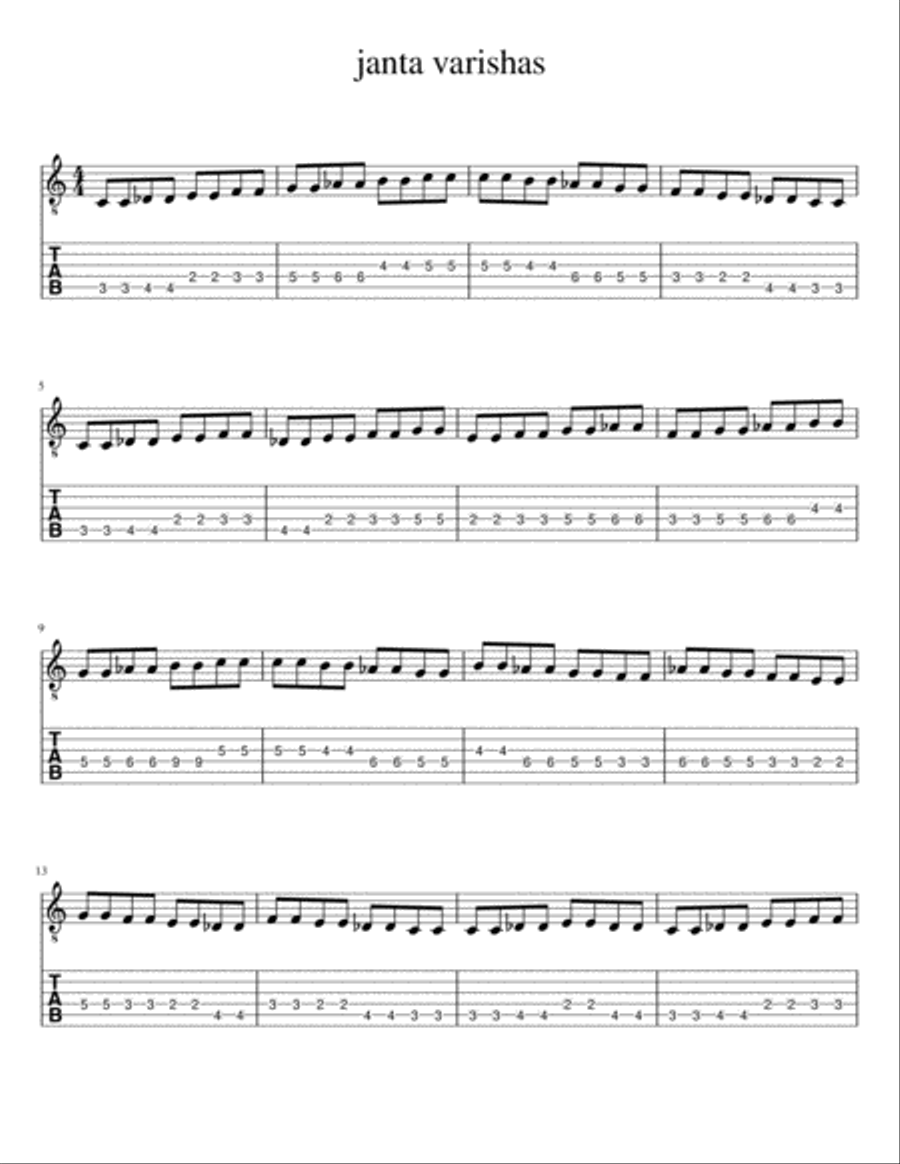 south indian classical music exercise 2(janta varishas) Small Ensemble scores gallery preview page 1