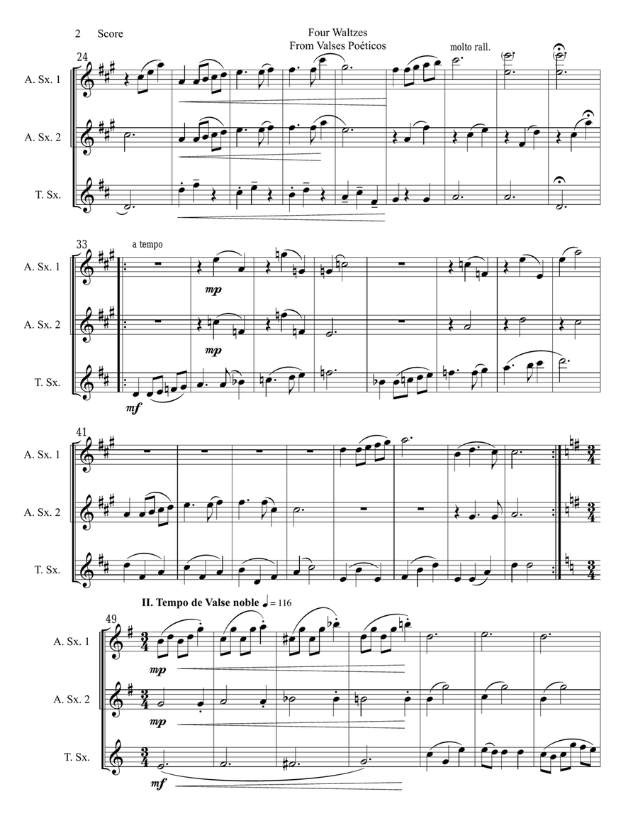 Granados - 4 Waltzes set for Saxopone Trio Woodwind Trio scores gallery preview page 3
