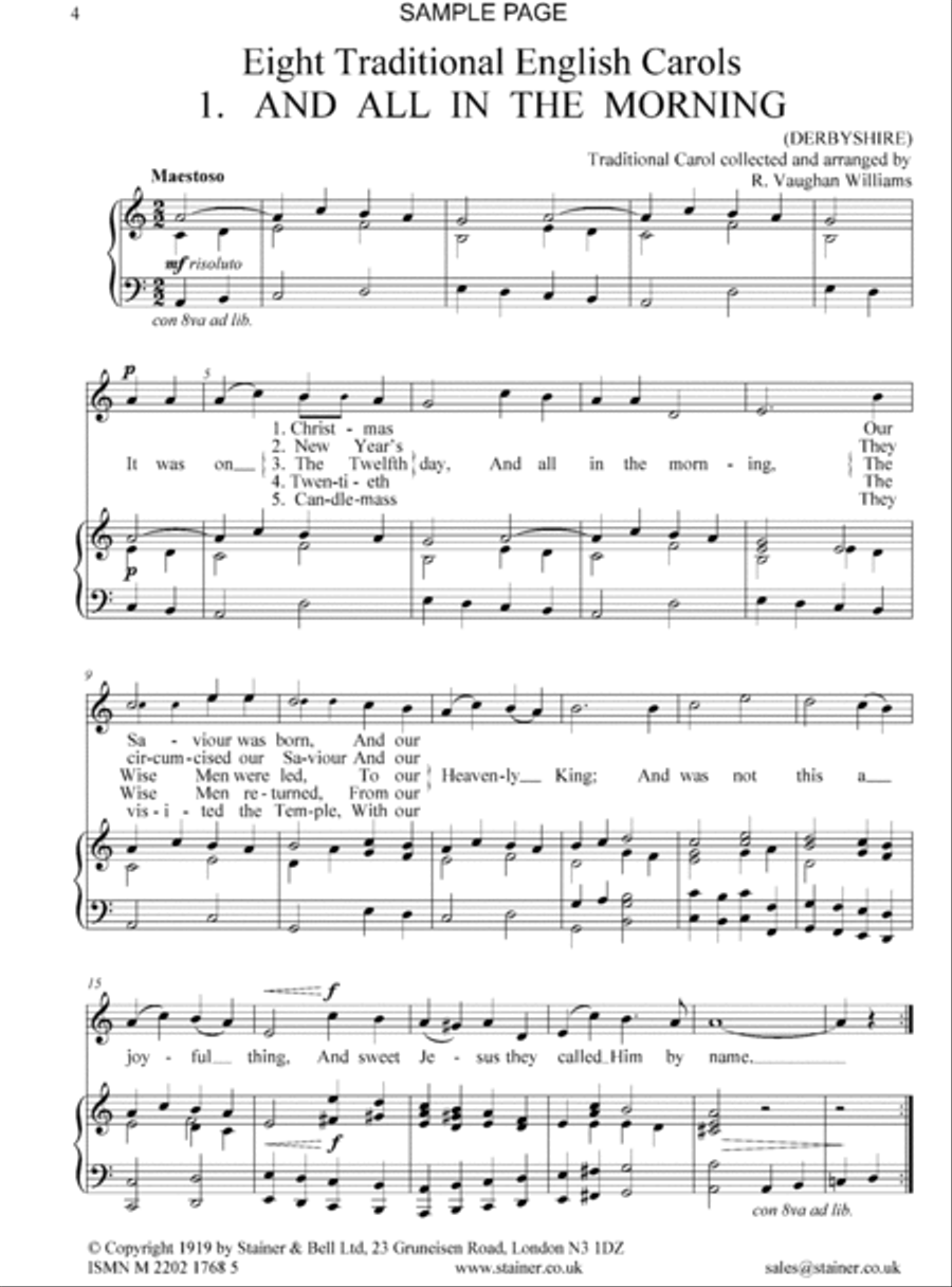 Eight Traditional English Carols 4-Part scores gallery preview page 2