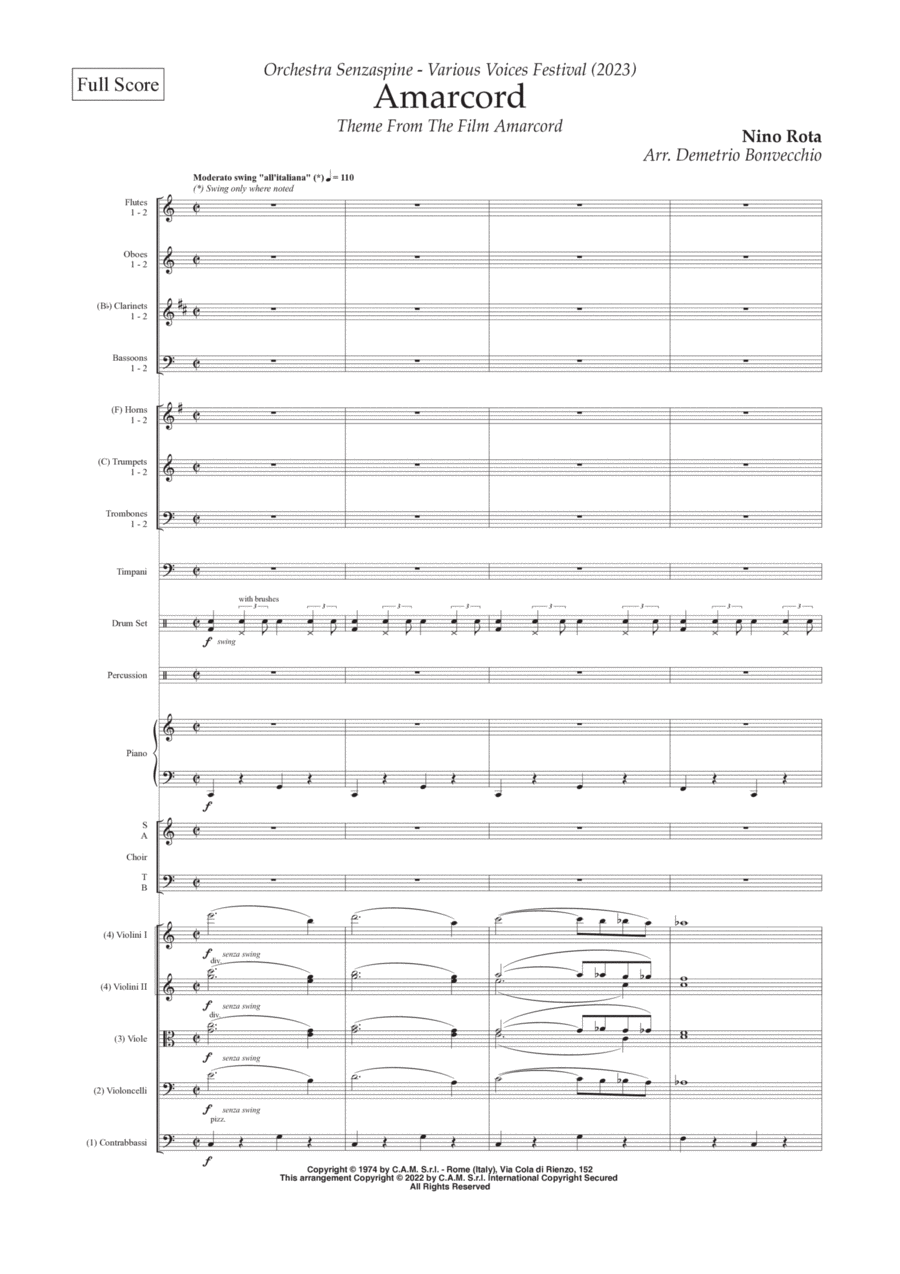 Amarcord Full Orchestra scores gallery preview page 1