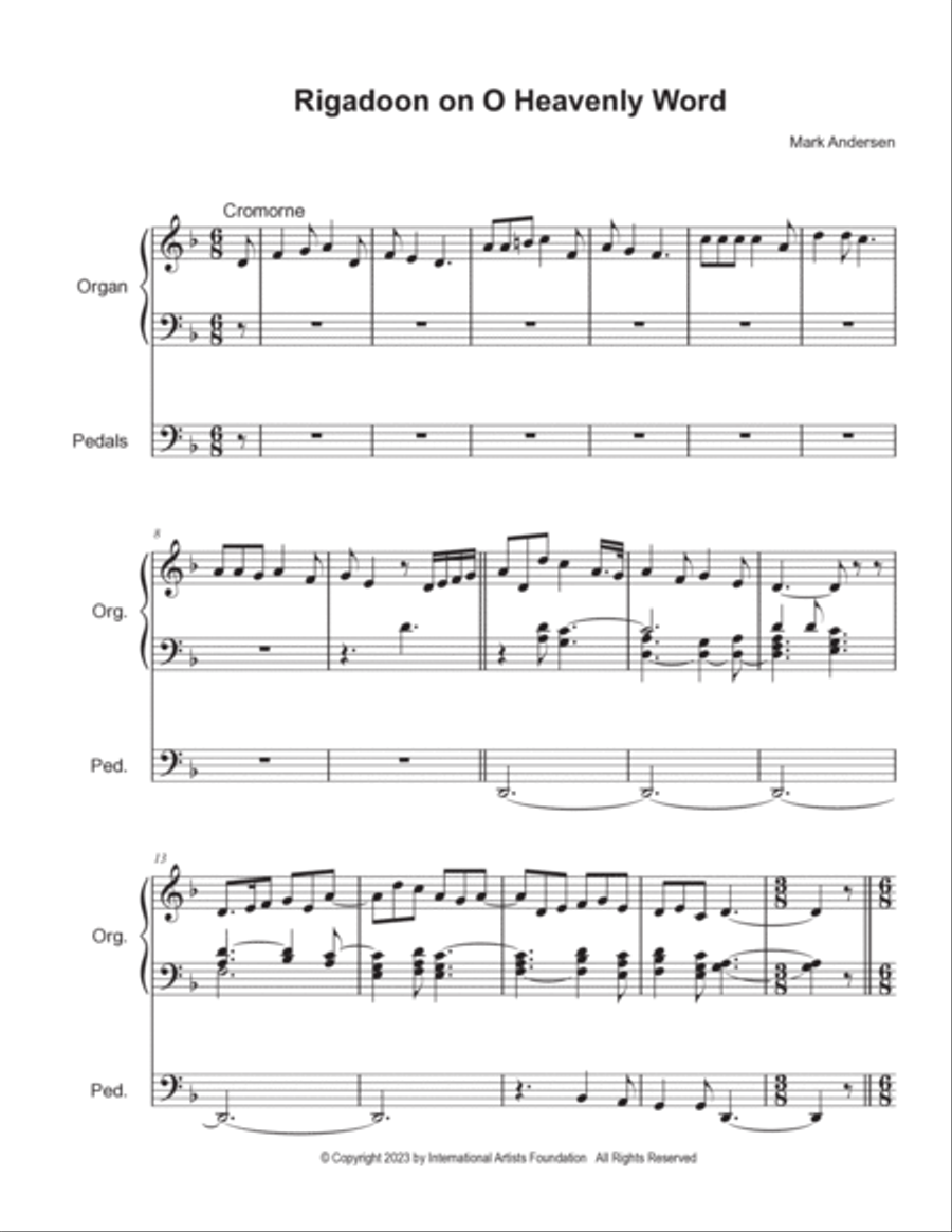 Rigadoon on O Heavenly Word for organ by Mark Andersen Organ Solo scores gallery preview page 3