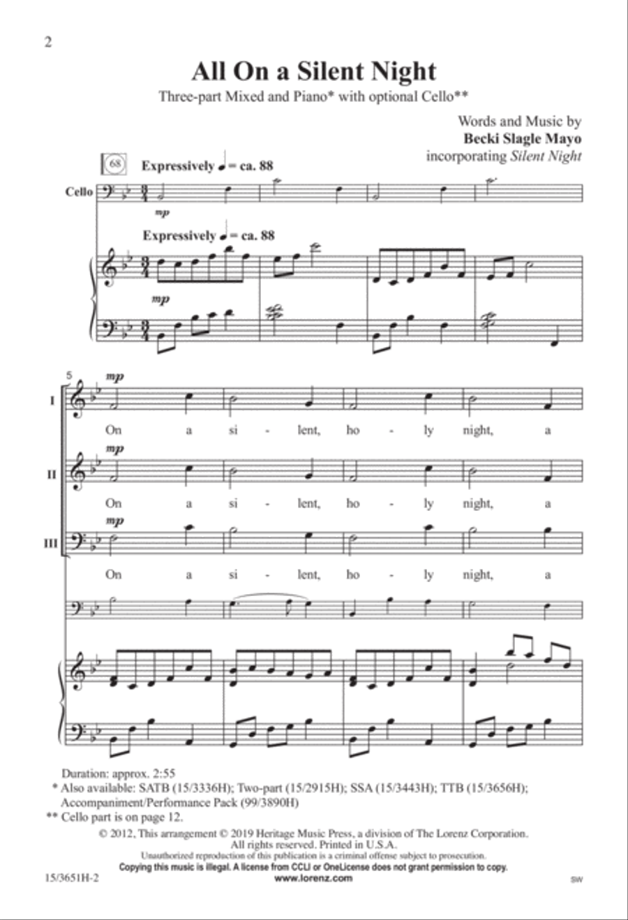 All On a Silent Night 3-Part scores gallery preview page 2
