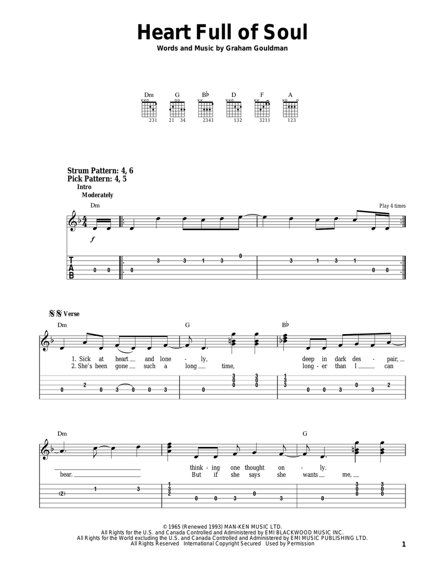 Heart Full Of Soul Acoustic Guitar scores gallery preview page 1