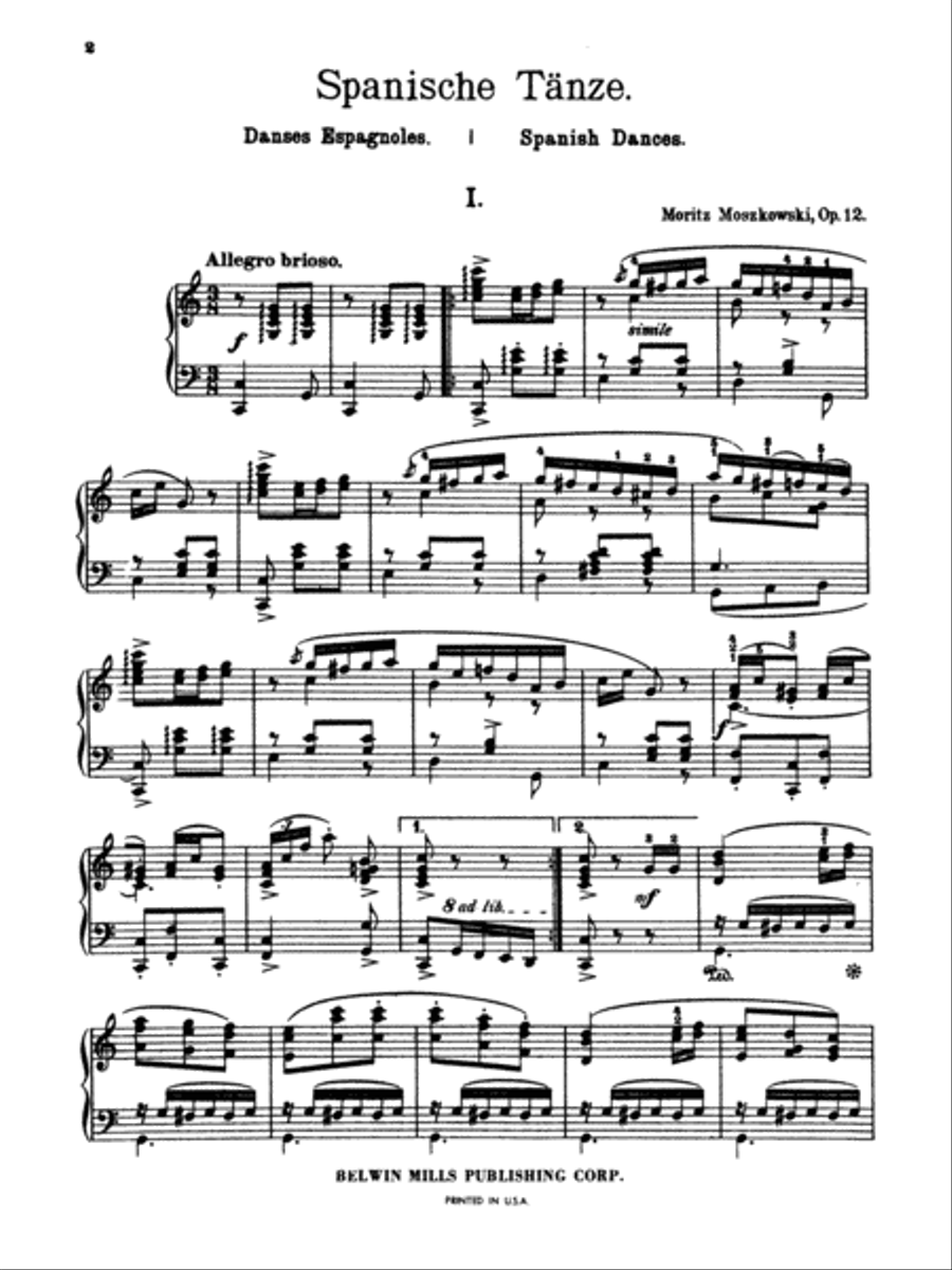 Moszkowski: Spanish Dances, Op. 12 Piano Solo scores gallery preview page 1