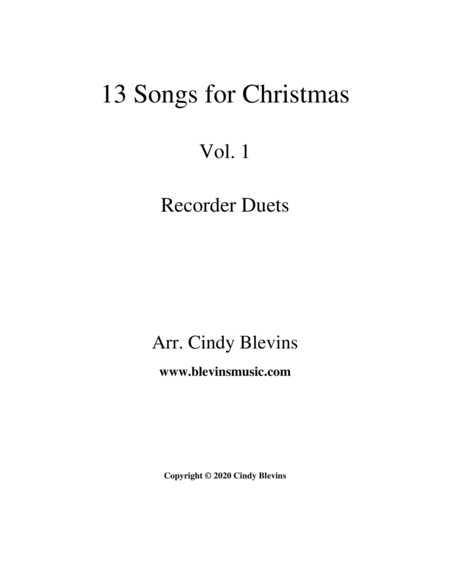 13 Songs for Christmas, Vol. 1, Recorder Duets image number null