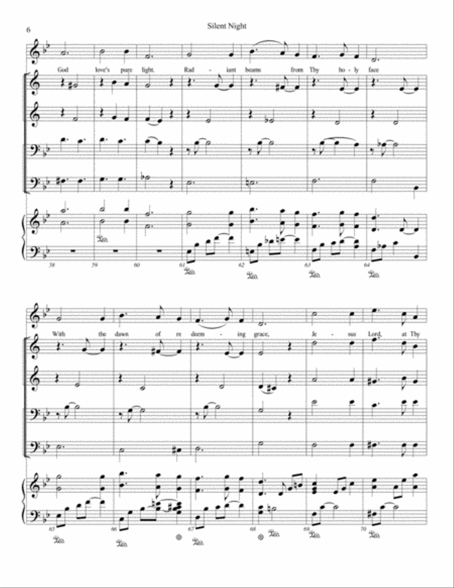 Silent Night for brass quartet, piano and unison voices Unison Choir scores gallery preview page 6