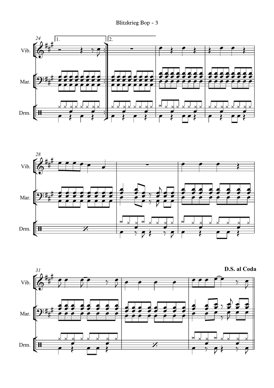 Blitzkrieg Bop Blitzkrieg Bop Percussion Ensemble scores gallery preview page 5