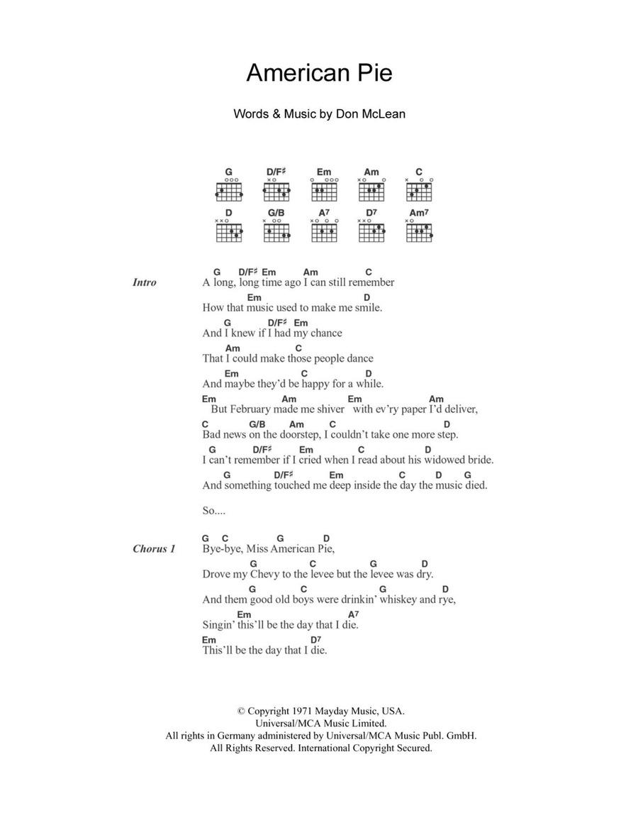 American Pie Acoustic Guitar scores gallery preview page 1