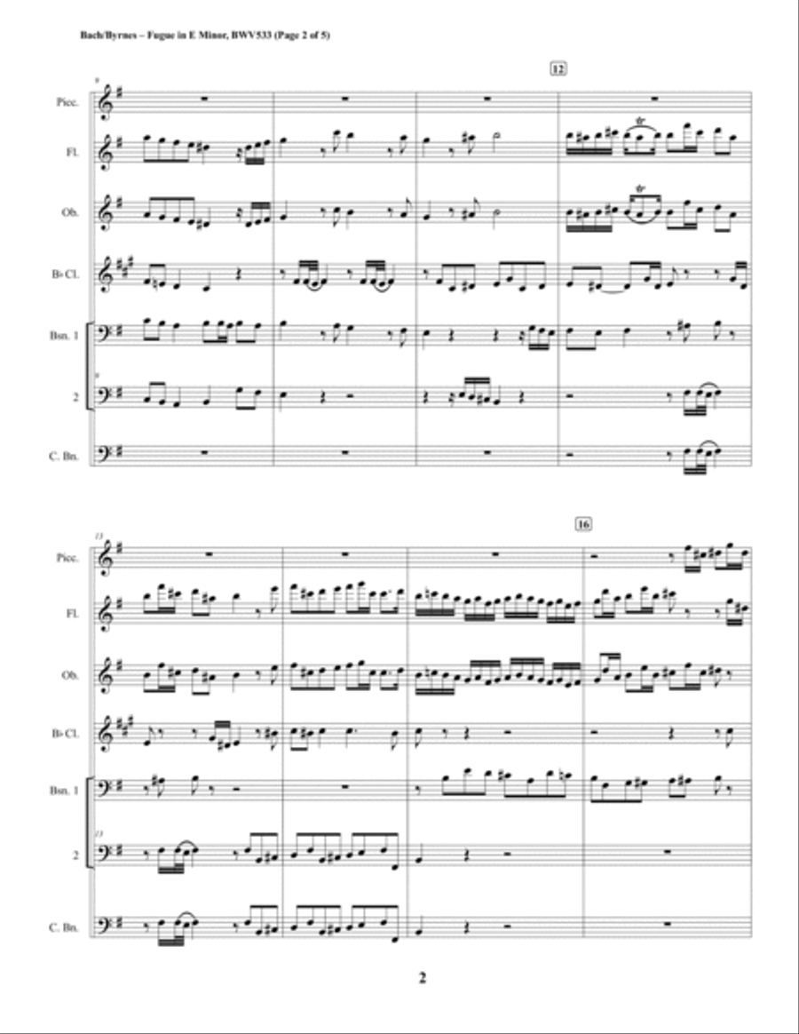 Fugue in E Minor, BWV 533 (Woodwind Septet) Woodwind Ensemble scores gallery preview page 2