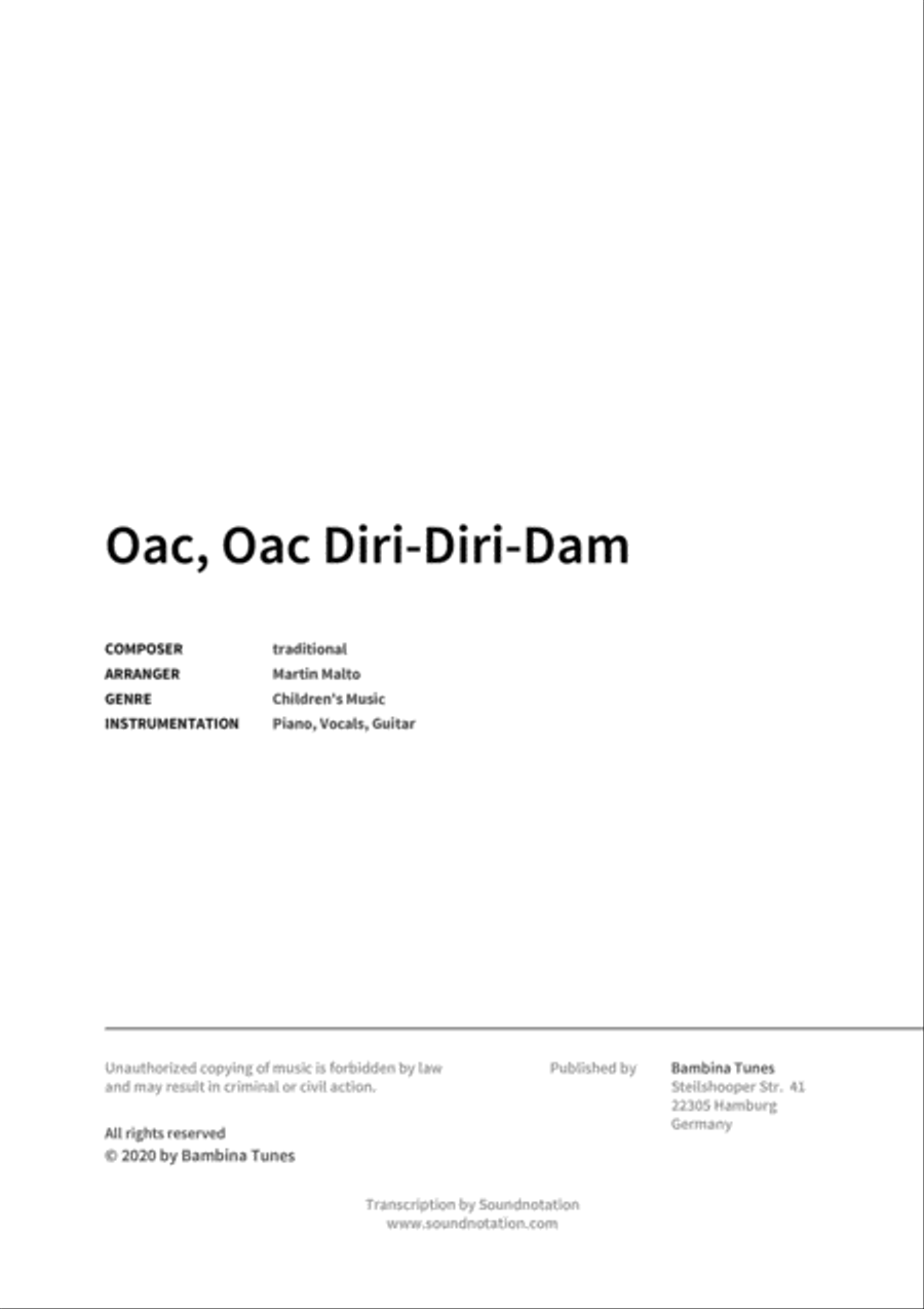 Oac, Oac Diri-Diri-Dam Piano, Vocal, Guitar scores gallery preview page 2