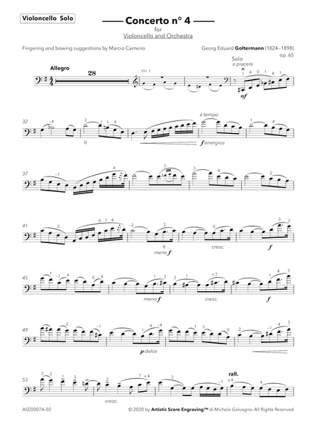 Georg E. Goltermann - Cello Concerto n° 4, op. 65 - annotated cello part (Carneiro)
