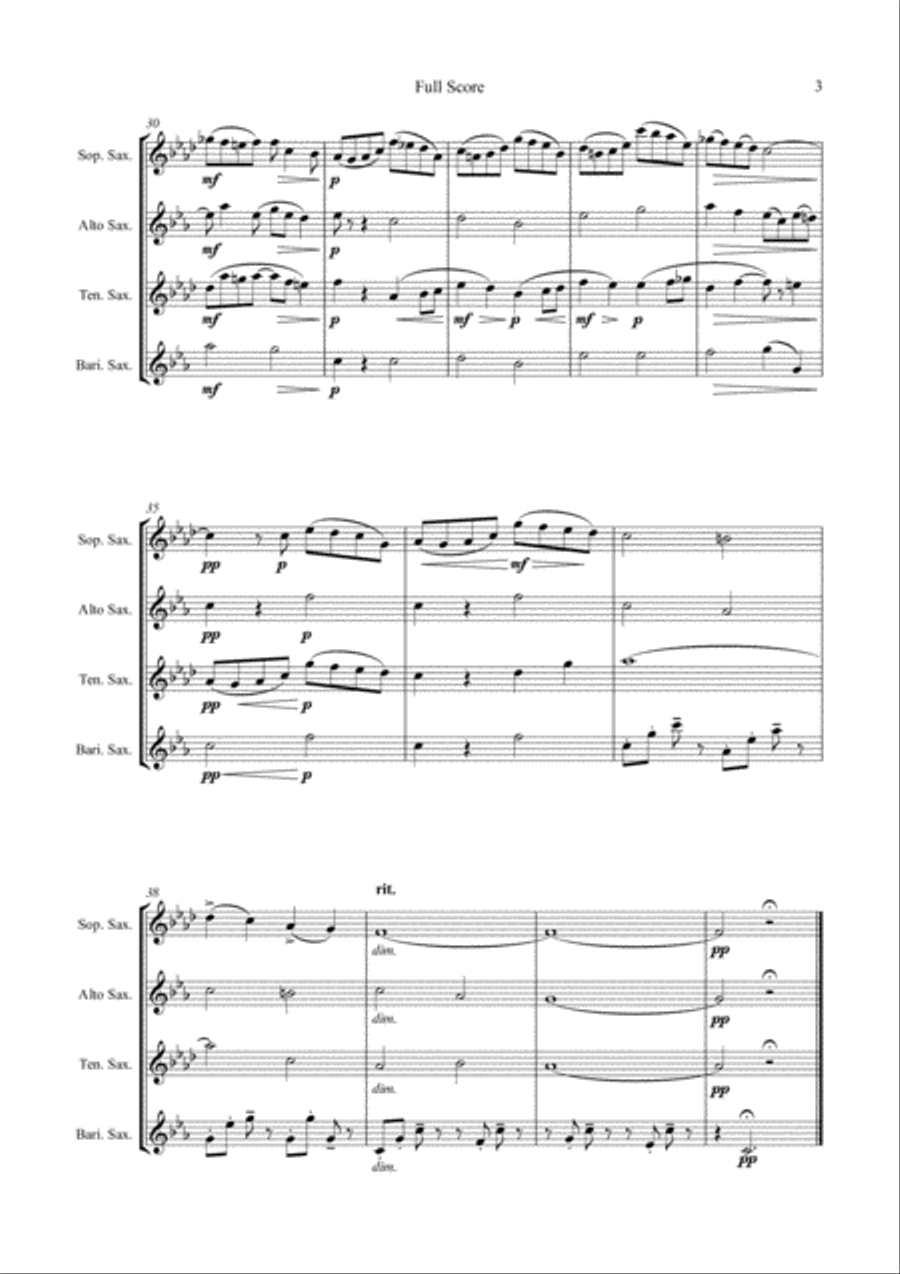 Poco Lento for Saxophone Quartet (SATB) Saxophone Quartet scores gallery preview page 4