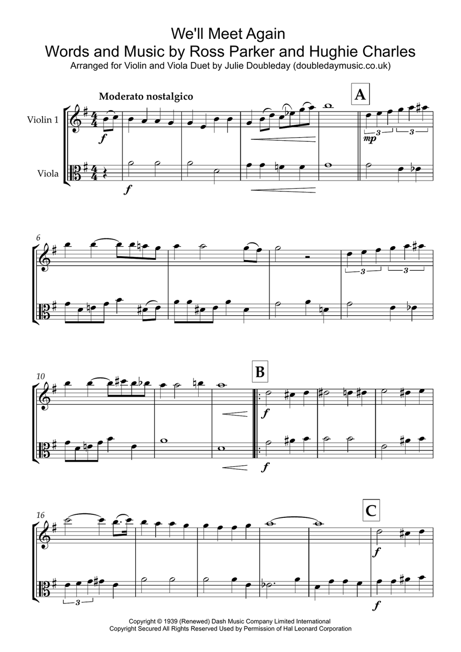 We'll Meet Again String Duet scores gallery preview page 1