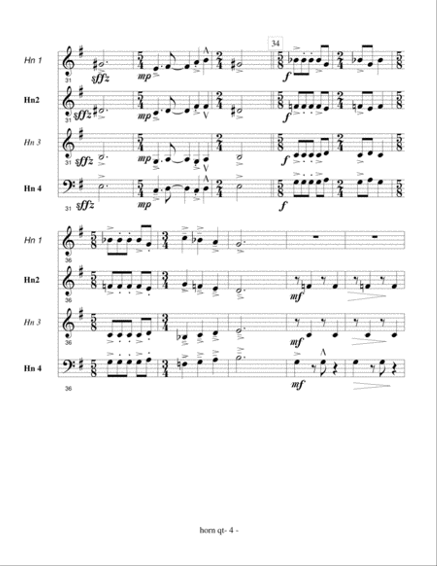 QUARTET FOR FRENCH HORNS Brass Ensemble scores gallery preview page 5