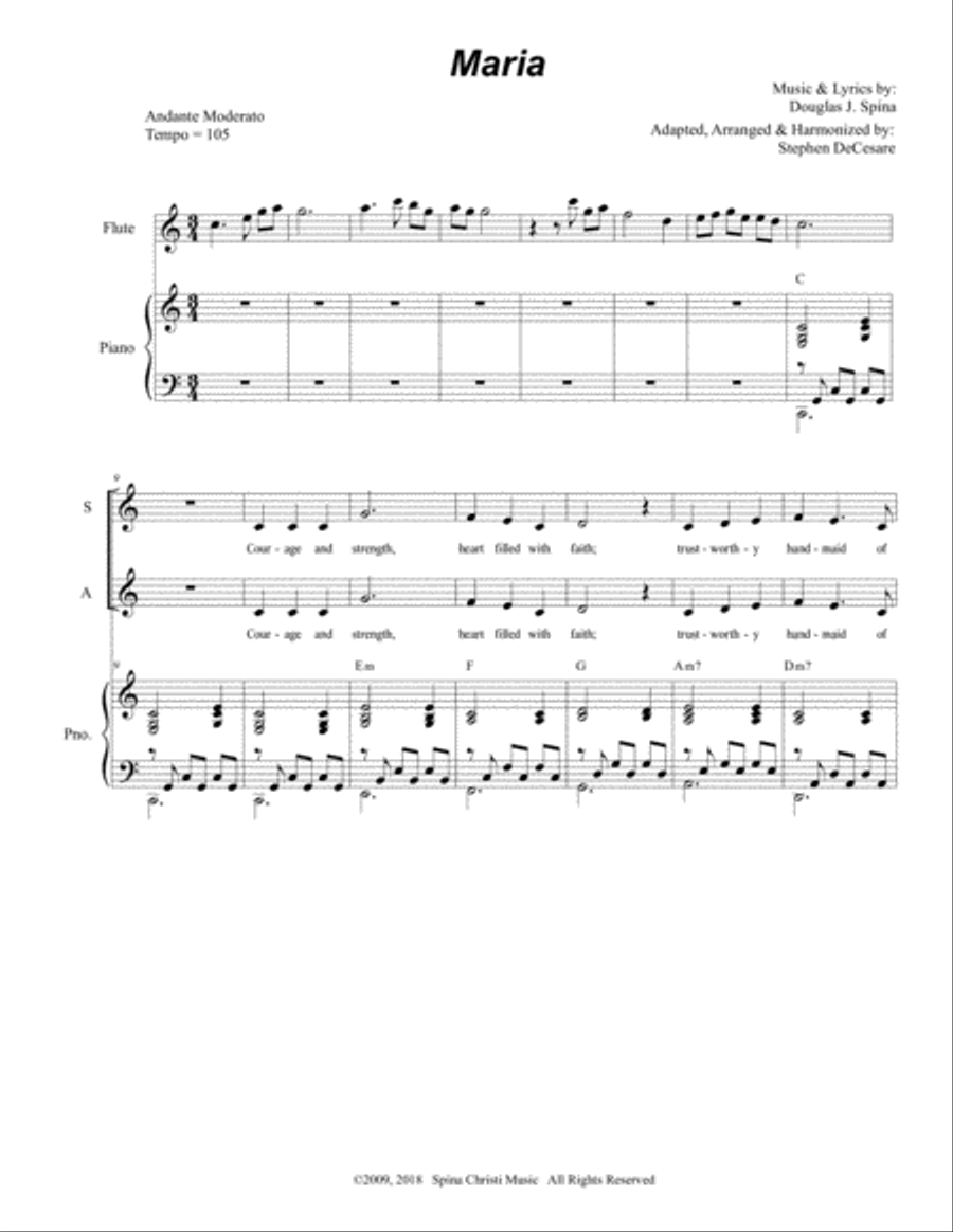 Maria (for SATB) 4-Part scores gallery preview page 1
