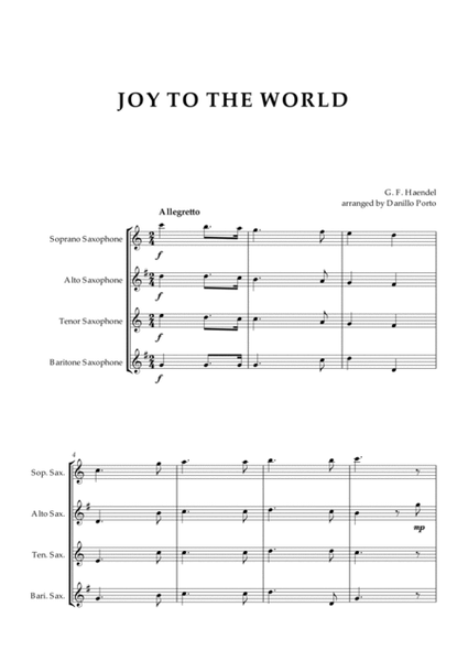 Joy To The World - Saxophone quartet image number null