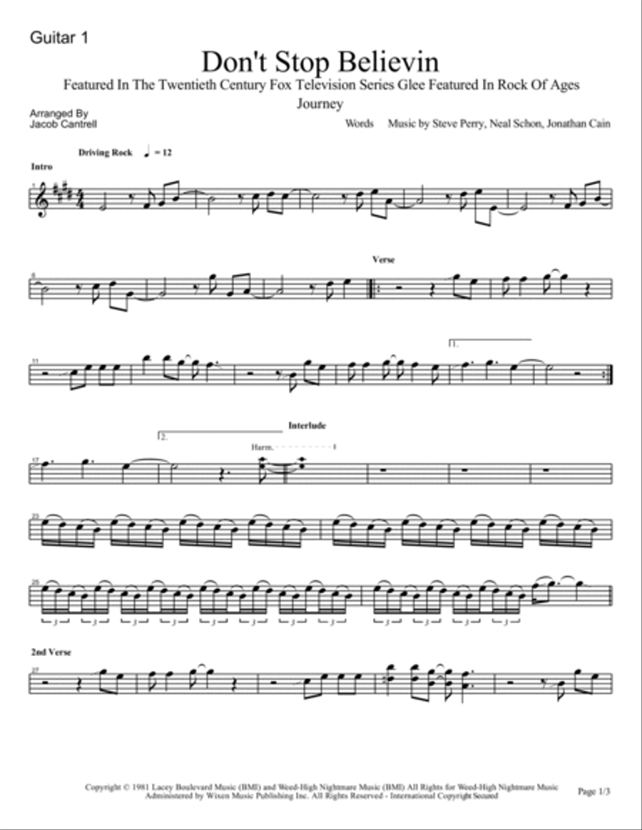 Don't Stop Believin' Electric Guitar scores gallery preview page 5
