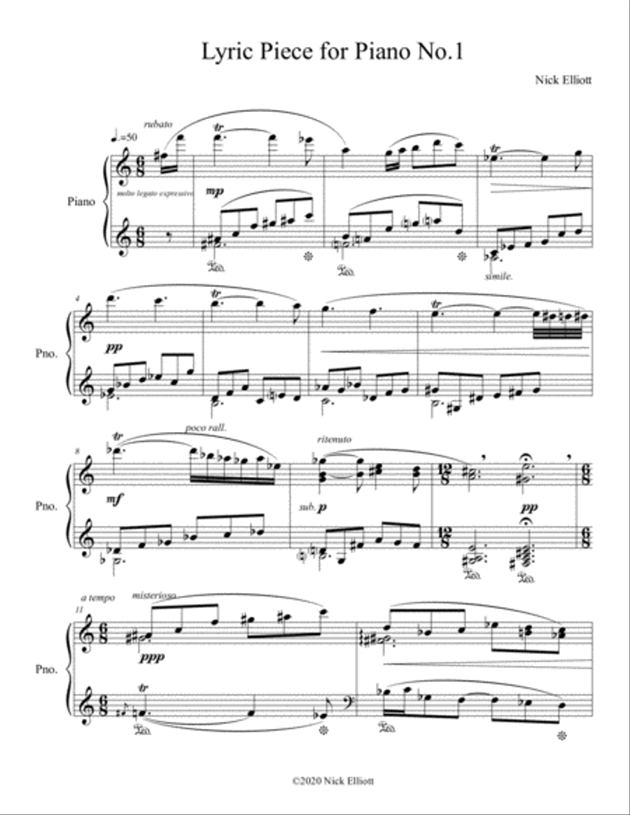 Lyric Piece for Piano No.1 Piano Solo scores gallery preview page 1