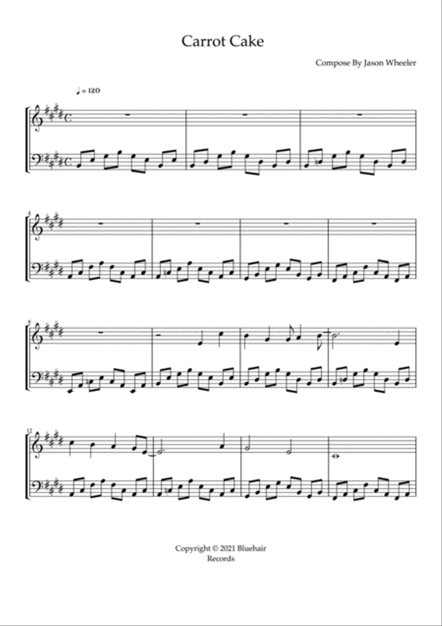 Carrot Cake Carrot Cake Easy Piano scores gallery preview page 2