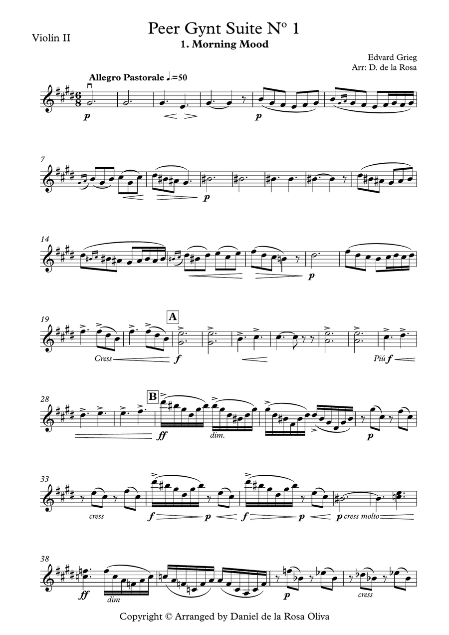 Peer Gynt Suite Nº 1: 1. Morning Mood - For String Quartet (Parts) String Quartet scores gallery preview page 3