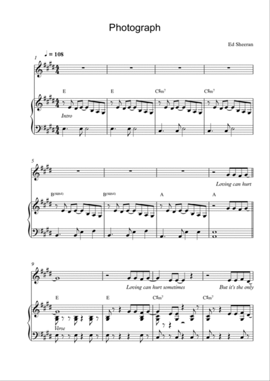 Photograph Piano Solo scores gallery preview page 1