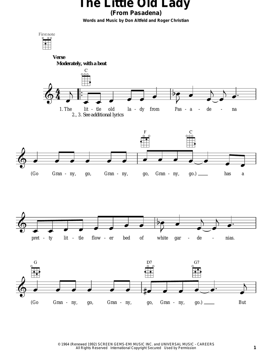 The Little Old Lady (From Pasadena) Ukulele scores gallery preview page 1