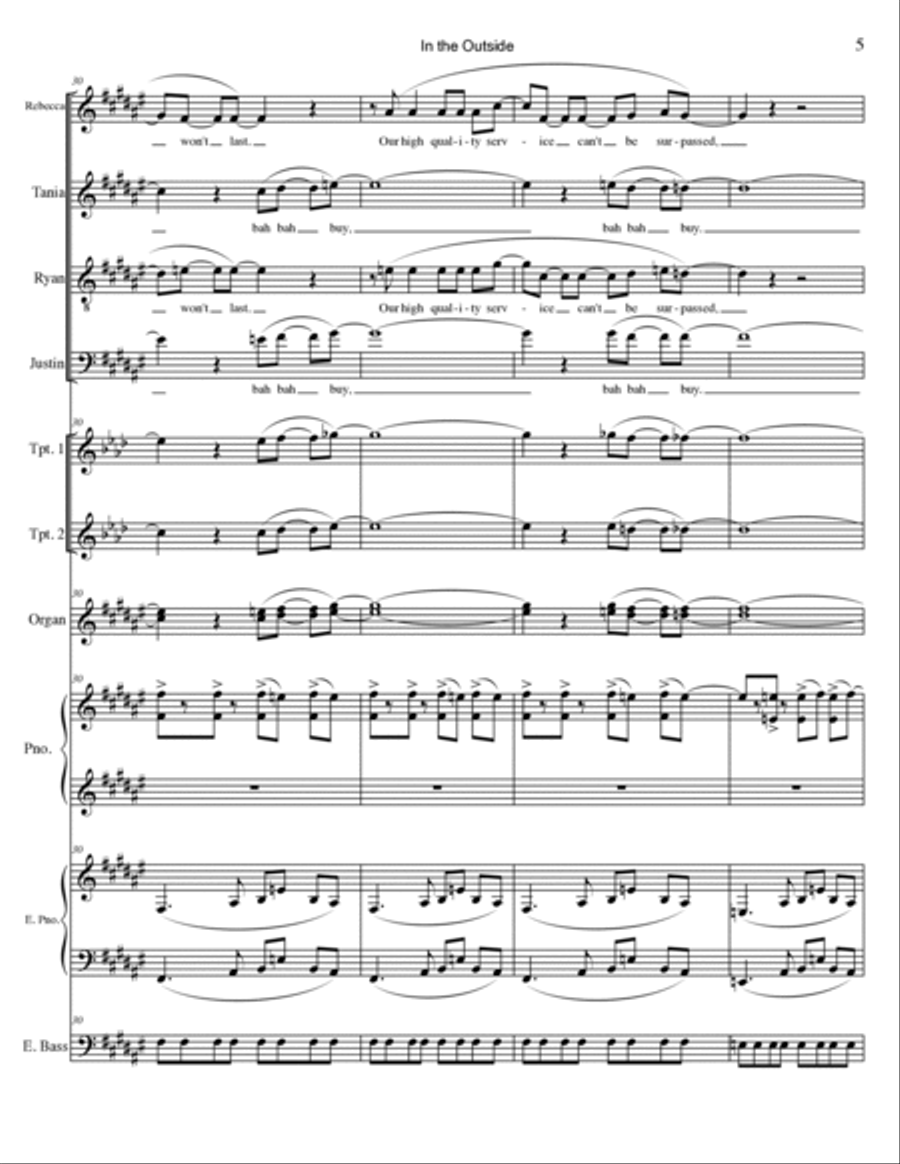In the Outside Piano, Vocal, Guitar scores gallery preview page 5