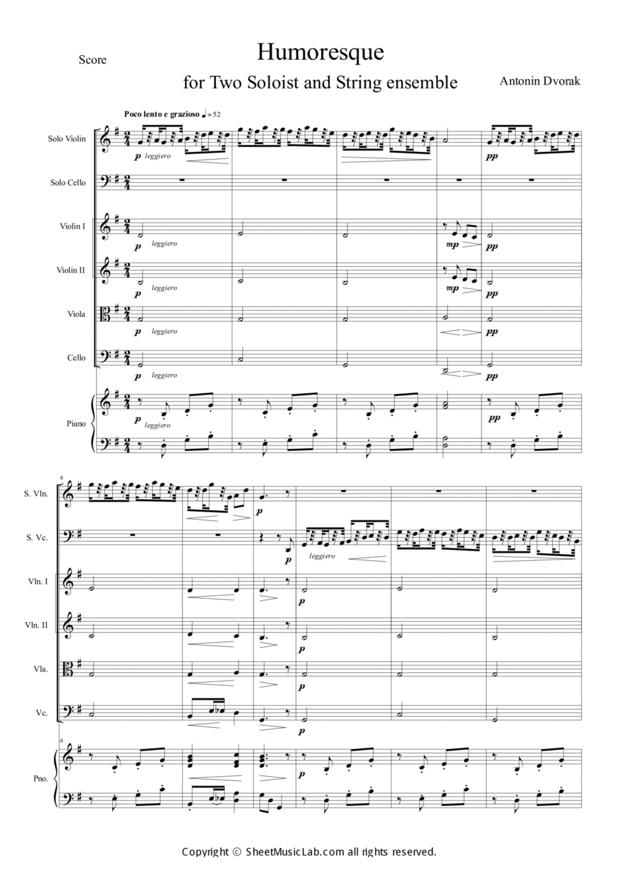 Humoreske op 101 in G Orchestra scores gallery preview page 1