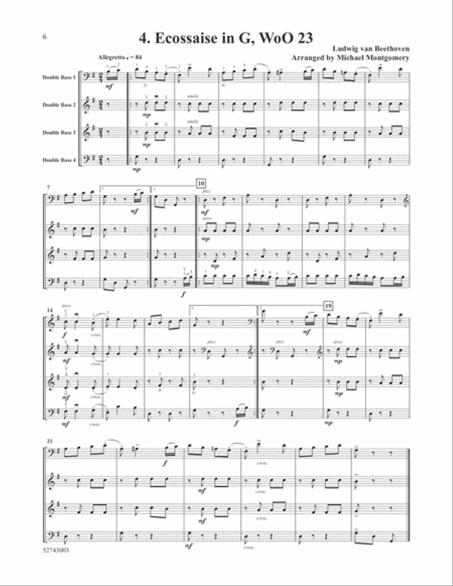 Ten Double Bass Quartets Ten Double Bass Quartets Double Bass scores gallery preview page 6