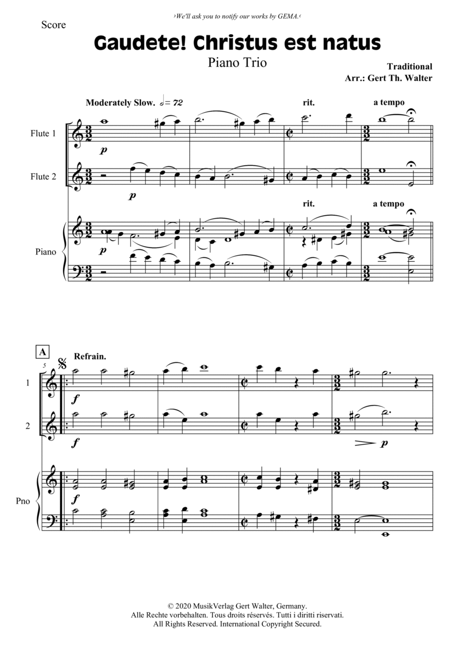 Gaudete! Christus Est Natus Flute Solo scores gallery preview page 1
