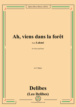 Book cover for Delibes-Ah,Viens dans la forêt,in C Major,from 'Lakmé',for Voice and Piano
