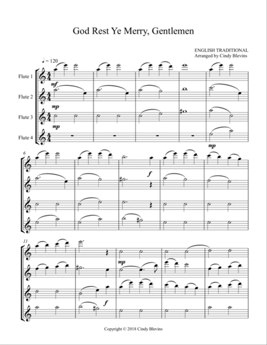 God Rest Ye Merry, Gentlemen, for Flute Quartet Flute Quartet scores gallery preview page 2