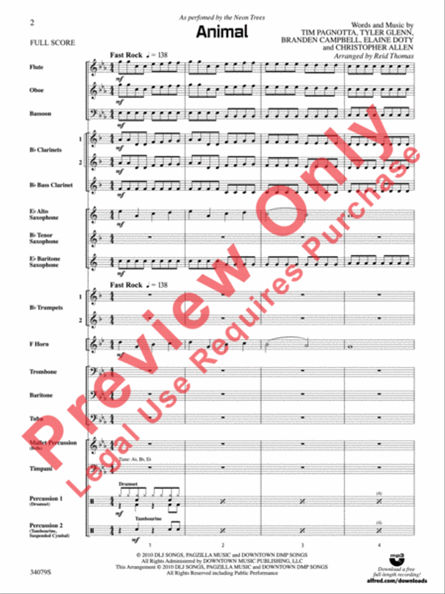 Animal Animal Concert Band scores gallery preview page 3