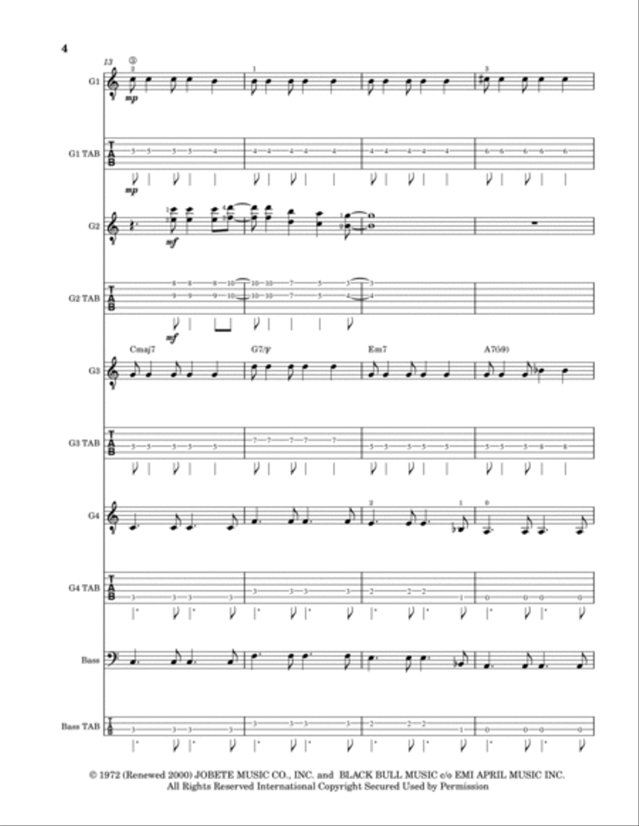 You Are The Sunshine Of My Life Guitar Ensemble scores gallery preview page 5