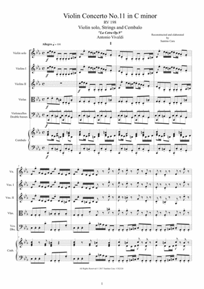 Book cover for Vivaldi - Violin Concerto No.11 in C minor RV 198 Op.9 for Violin, Strings and Cembalo