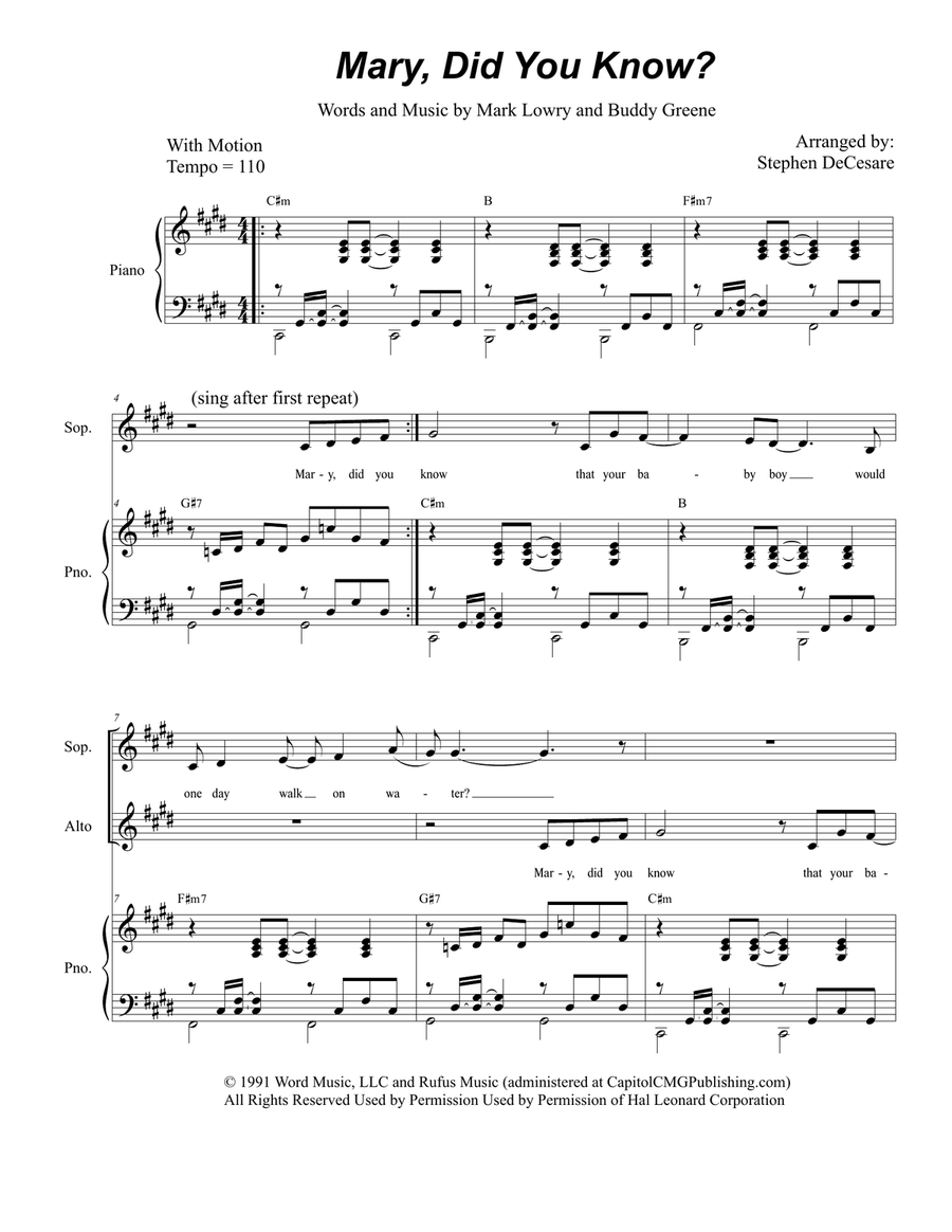 Mary, Did You Know? Piano scores gallery preview page 1