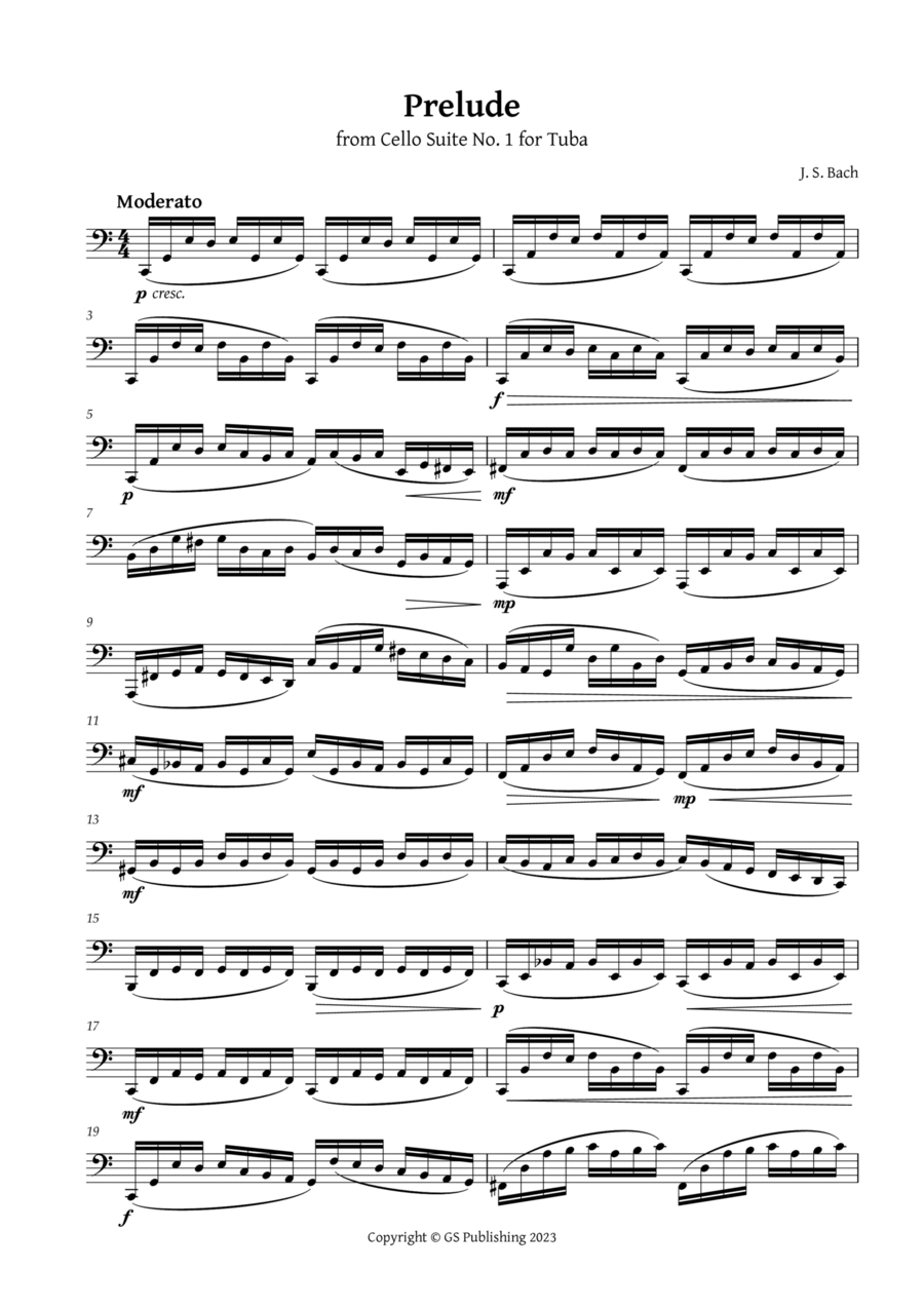 Prelude from Cello Suite 1 for Tuba Tuba scores gallery preview page 1