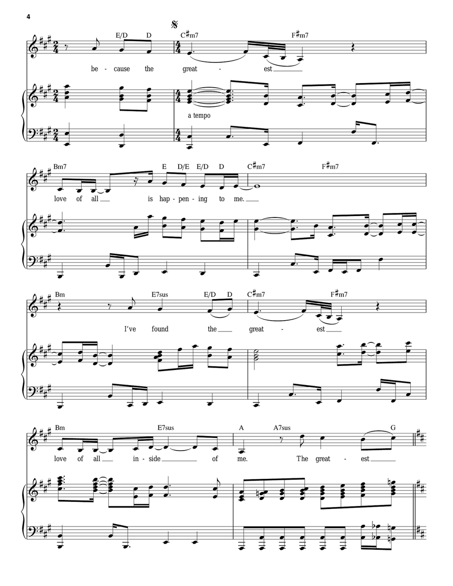 The Greatest Love Of All Piano, Vocal scores gallery preview page 4