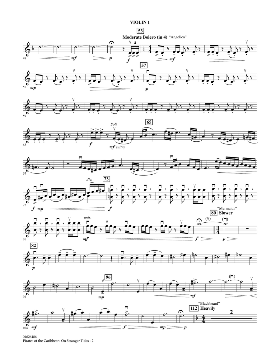 Pirates Of The Caribbean: On Stranger Tides - Violin 1 Orchestra scores gallery preview page 2