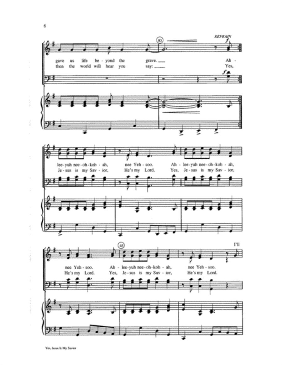 Yes, Jesus Is My Savior 4-Part scores gallery preview page 6