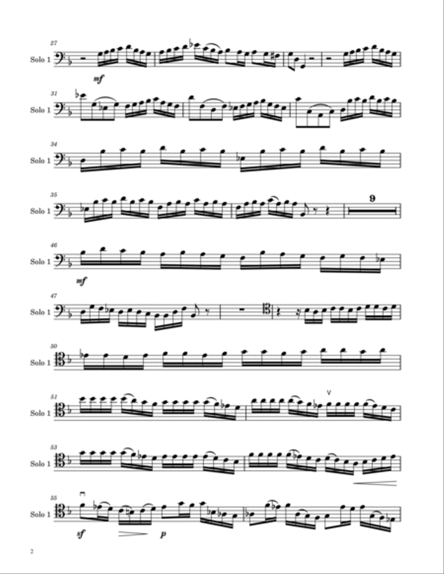 Vivaldi Concerto for 2 Cellos in G minor, RV 531 - I. Allegro - For Cell Solo Original Cello Solo scores gallery preview page 2