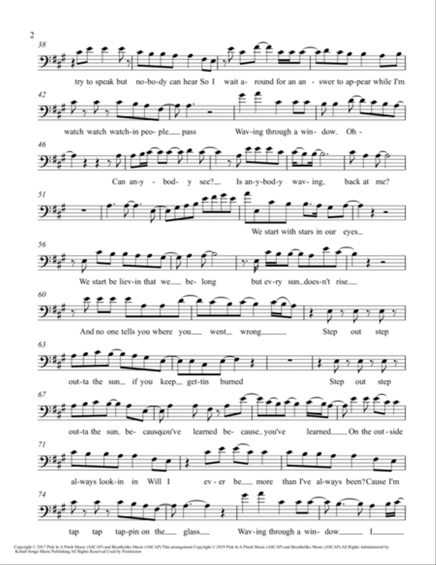Waving Through A Window Cello Solo scores gallery preview page 3