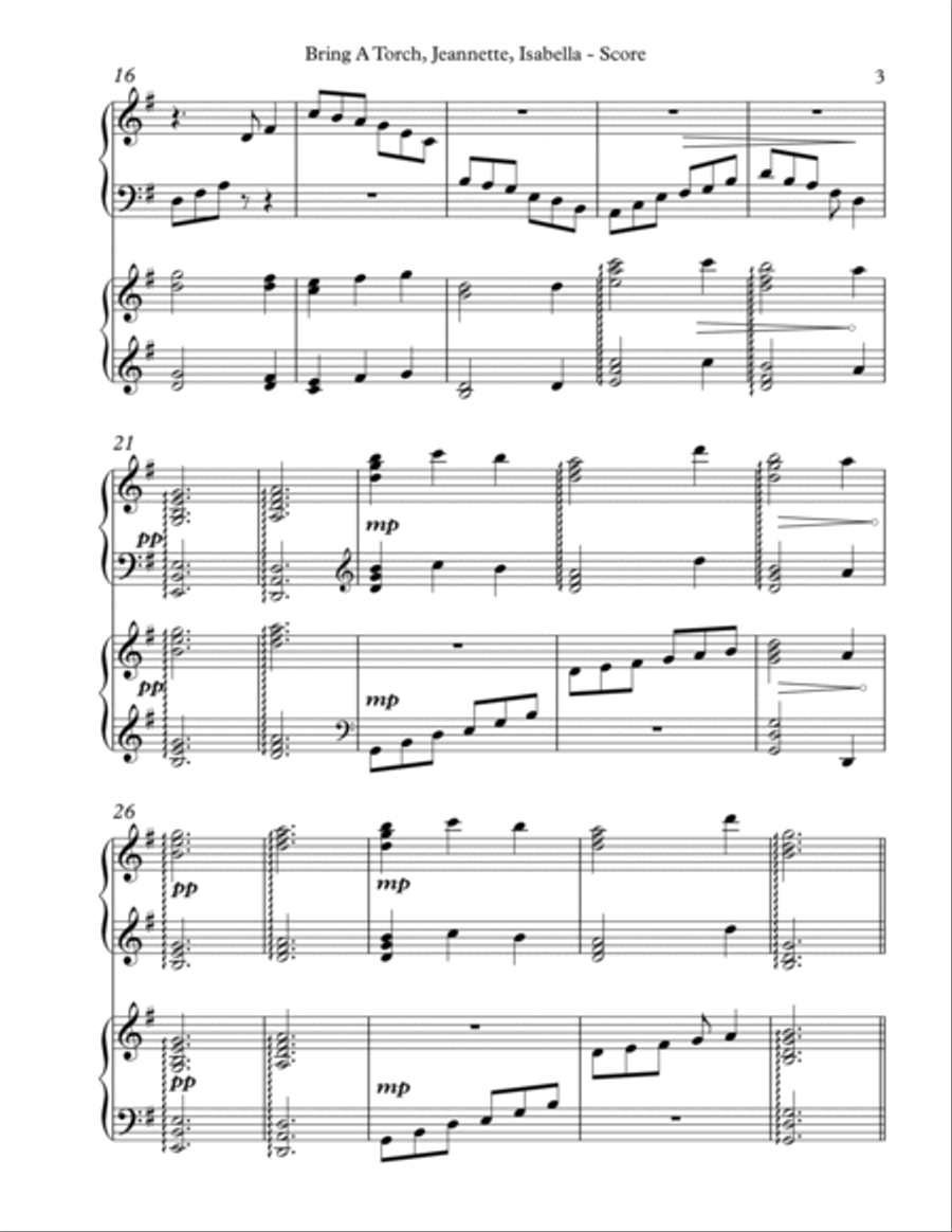 Bring A Torch, Jeannette, Isabella, Harp Duet Celtic Harp scores gallery preview page 3