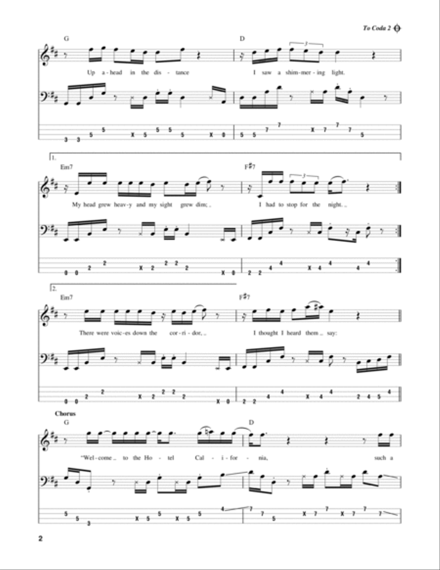 Hotel California Guitar Tablature scores gallery preview page 2