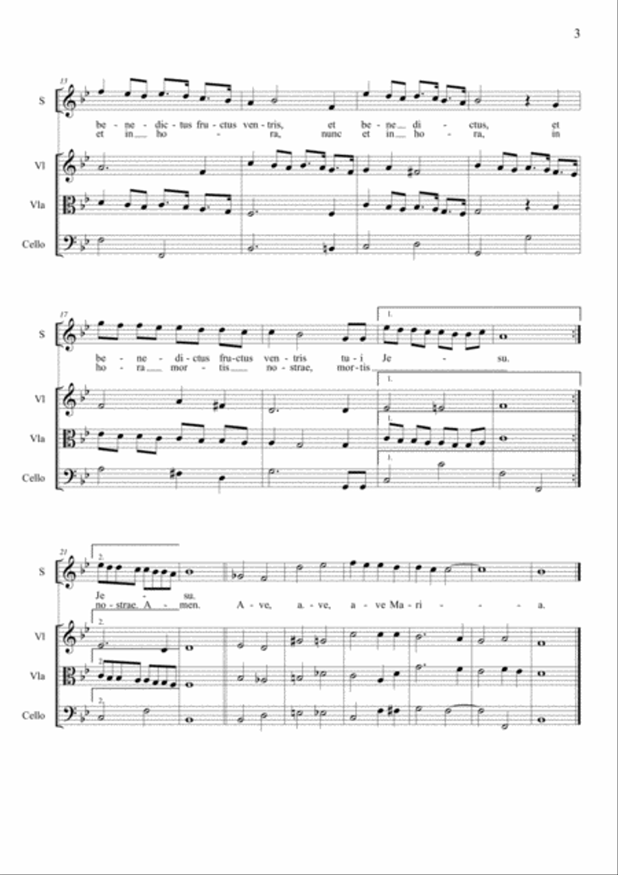 AVE MARIA - Tagliabue - 11-2017 - For Soprano/Tenor and String Trio Small Ensemble scores gallery preview page 3