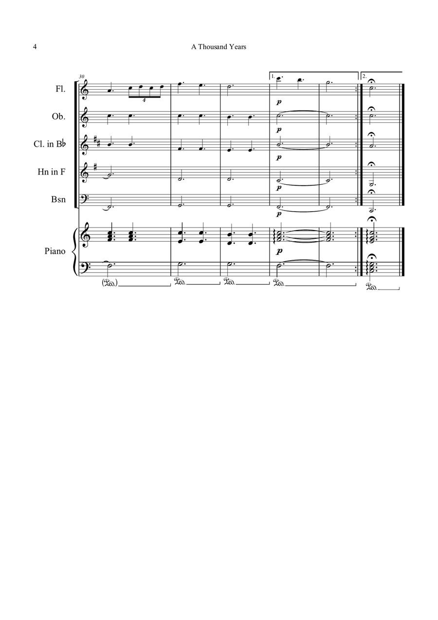 A Thousand Years Woodwind Quintet scores gallery preview page 4