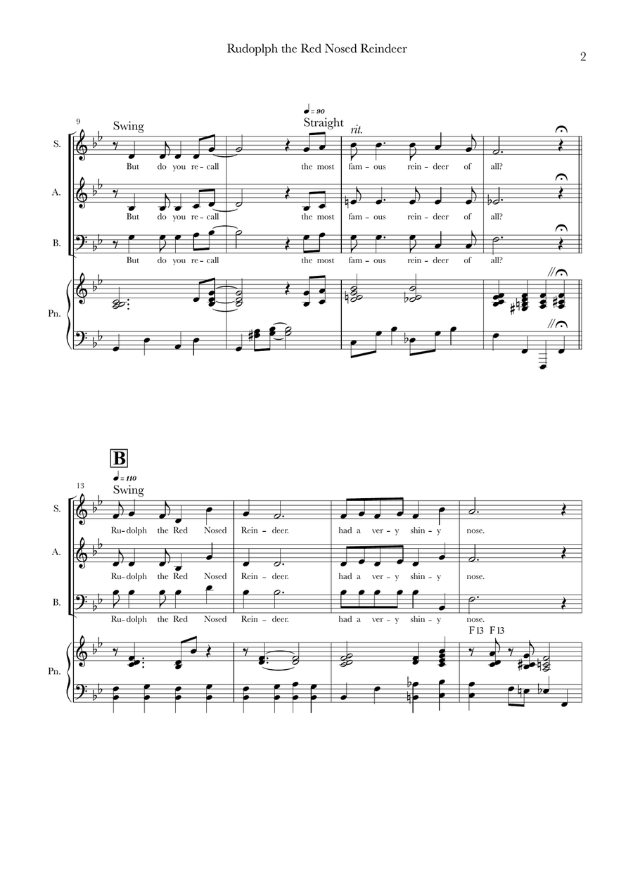 Rudolph The Red-Nosed Reindeer 3-Part scores gallery preview page 2